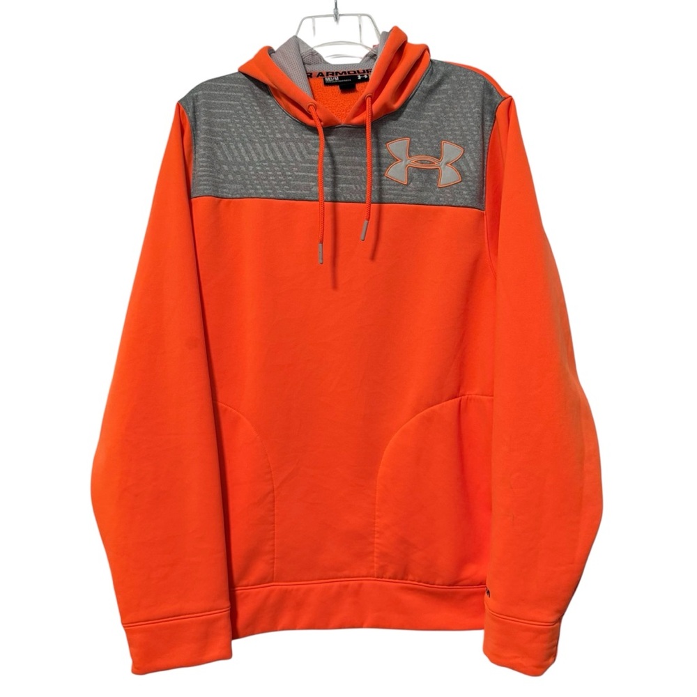 Under Armour Long Sleeve Hoodie Reflective Orange Grey‎ Outdoor Winter Medium